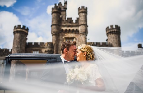 Couple in front of castle